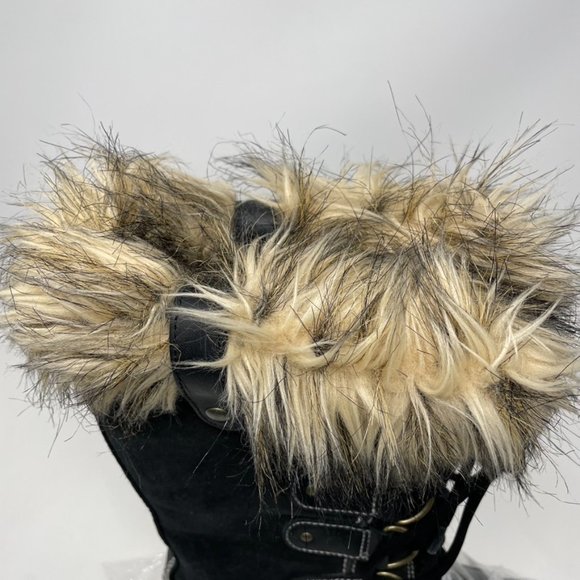 Sorel Womens Joan of Arctic Black Leather Lace up Rubber Bottom Boots Size 9 - Picture 13 of 13